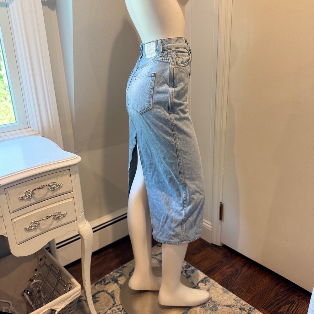 GRLFRND The Amara Maxi Pencil Skirt Back Slit Denim | Size 24 - Picture 2 of 12